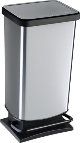 Rotho Paso Abfalleimer, Metallicgrau, 40L