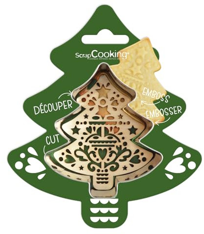 ScrapCooking - Kit de cortadora y embosador de madera de árbol – Cortador de galletas de acero inoxidable para galletas en relieve – Molde para accesorios pastelería con mantequilla – 2092
