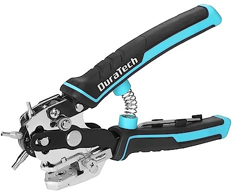 DURATECH Leather Hole Punch, Multifunction Heavy Duty Belt Hole Puncher for Leather with 6 V-Shape Holes for Leather and Belt, Cardboard, Plastic, Creative Gifts for DIY Lovers