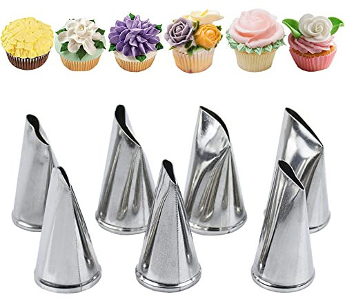 XOPOZON Jeu de 7 Douilles à Pâtisserie Professionnelles, Buse à Fleurs, Buse à Glaçage Outils pour la Décoration Gâteaux et Cupcakes, Compatible avec Poche à Douille Patisserie