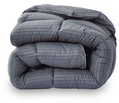 SAMPUR - Couette Luxe Grise 100% Polyester - Duvet Haute Qualité Et Ultra Confort - Action Thermorégulatrice 4 Saisons - 140 x 200 cm