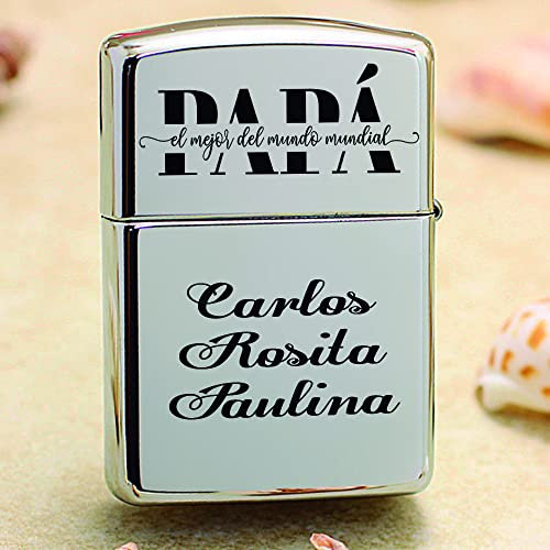 Mechero Personalizado de Gasolina, Acero Inoxidable, Encendedor Gasolina Personalizado, Regalo Papa, Detalle Abuelo, mechero Grabado