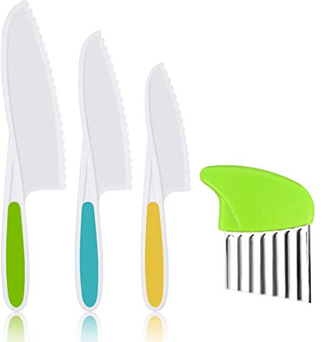 PINEPAN Kindermesser sicherheit Kochmesser-Set zum Schneiden Kochen Obst oder Gemüse Geschenke für Kleinkinder Weihnachten Geburtstagsmesser ab 2 Jahren 4-teiliges