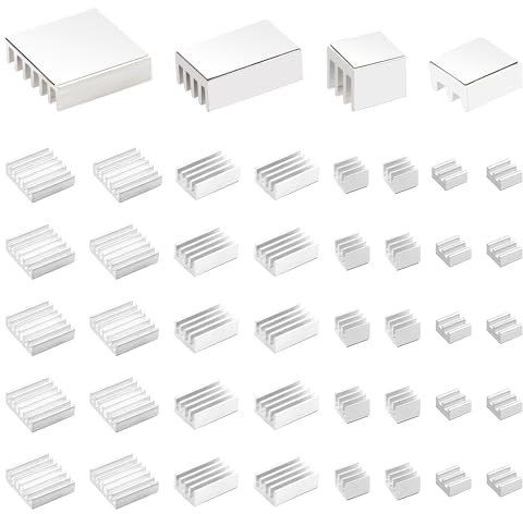 VooGenzek 40 PCS Heatsinks for Raspberry Pi 4 Model B, Aluminum Heat Sink Cooler Kit, with Thermal Conductive Adhesive Tape, for Cooling Raspberry Pi, Silver