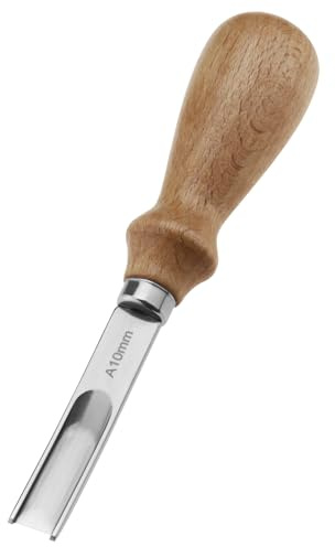 ECSING - Herramienta de biselado para manualidades de cuero, 10 mm, para manualidades de cuero, herramientas artesanales, mango de madera, reparación de bordes de cuero, accesorios de corte para