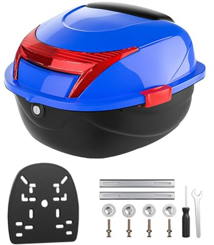35L Motorrad Topcase Motorradkoffer Topcase für Roller Wasserdicht Motorrad Tour Tail Box Trunk (Color : Blau)