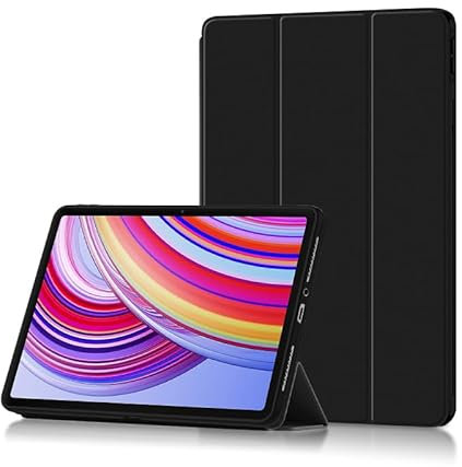 FDHYFGDY Cover per Xiaomi Redmi Pad Pro 4G/5G POCO Pad Custodia Protettiva, Nuova Custodia in Pelle PU Custodia Protettiva Tripla con Funzione Auto Sleep/Wake - Nero