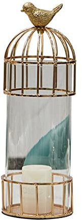 BIANBHUO Kerzenhalter, Goldener Vogelkäfig, Kerzenhalter, Ornamente, Licht, Luxus, Hochzeit, Fotografie, Requisiten, Esstisch im europäischen Stil, amerikanischer Stil, Retro-Kerzenhalter,