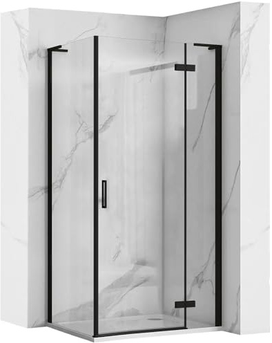 Rea Duschkabin Black 80x80 duschkabin utan duschkar härdat säkerhetsglas Transparentne 6 mm (matt svart)