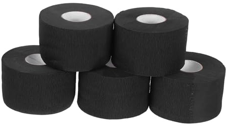 Healeved 5 Rollos de Papel Desechable Negro para Cuello, Protector Elástico para Peluquería, Tira de Papel para Cortar Cabello y Evitar Manchas