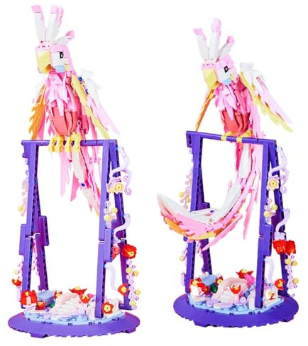 Tarcury Cadre de Fleurs Perroquet Rose 2en1 Jeu de Construction - 630 Pièces Set Botanique, Pivotant à 360° pour Enfants & Adultes Créatifs
