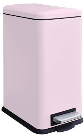 JM.YIPENG 17L Mülleimer, Abfalleimer Mit Deckel, Treteimer, Stahl, Rosa