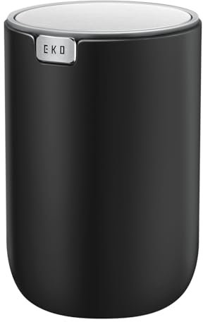 EKO Fandy Pattumiera da tavolo, mini pattumiera da scrivania da 1,5 l, con coperchio basculante, cestino rotondo da 1,5 litri, per ufficio, casa, bagno, camera da letto, auto (nero)