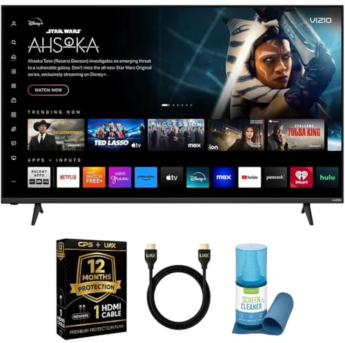 Vizio 65-Inch 4K UHD LED Smart TV Bundle - Dolby Vision, HDR10+, VRR, Bluetooth, Alexa Compatible, Voice Remote with UAX HDMI Cable, 12-Month CPS Protection.