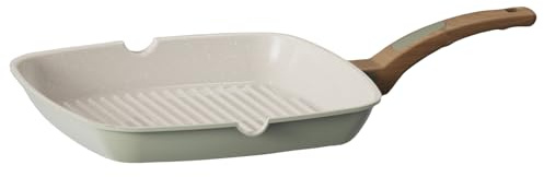 Cooksmart Signature 28cm Grill Pan – Cast Aluminium | Non-Stick | PFOA & PFAS Free | Induction, Gas, & Electric Hob Compatible | Dishwasher Safe | Ergonomic Handle (Sage Green)