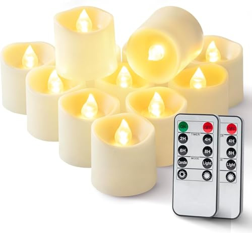 Homemory 24 Stück Elektrische Timer Teelichter mit 10-Key Fernbedienung, Elektrische Batterie LED Kerzen, inklusive Batterien, Deko für Weihnachten, Hochzeit, Party, （Warmweiße Lichter,Wach | 400+ Std,2/4/6/8 Std Timer, LED Electric Kerzen,dimmbar Weihnachten,Hochzeiten,Wohnen Dekor, Battey enthalte