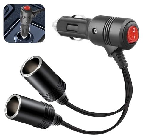 ONGNIUU Accendisigari Auto con Interruttore, Presa Accendisigari 12V/24V, Sdoppiatore Accendisigari Auto con Interruttore, Adatto per Auto, Camion, Registratori per Auto, GPS