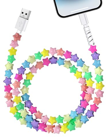 Vofolen für iPhone Ladekabel 1M Bunte Stern Perlen USB Ladekabel Lighting Kabel Schnellladekabel für iPhone 14 13 12 11 Pro Max Mini XS XR X 8 7 6 6s Plus 5 SE,für iPad