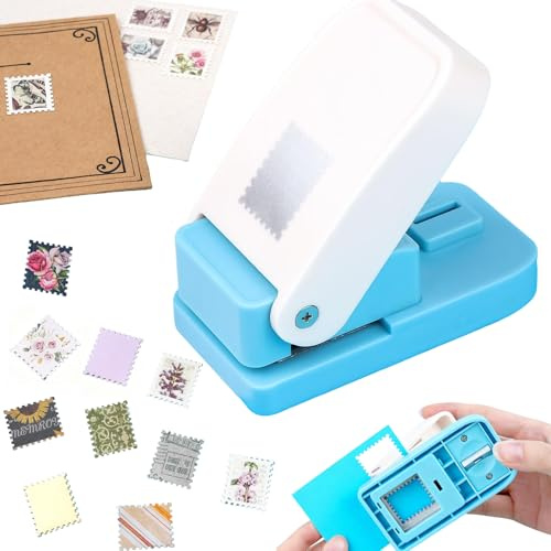 Perforatrice per carta, rettangolare, a forma di francobollo, portatile, a leva, con bordo smerlato, rettangolare, fatta a mano, per carta, scrapbooking, artigianato fai da te