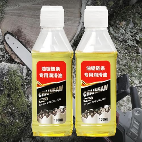 Lubrifiant à huile pour tronçonneuse - 2 x 100 ml - Huile électrique pour tronçonneuse - Solvant synthétique - Anti-rouille - Non collant - Lubrifiant de pénétration profonde pour le mécanisme de