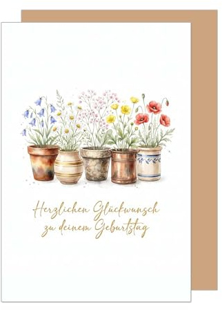 Edition Seidel Premium Glückwunschkarte zum Geburtstag mit Umschlag. Grußkarte Karte Geburtstagskarte für Frau Freundin Mutter Kollegin Spruch Herzlichen Glückwunsch Blumen (G3872 SW026)
