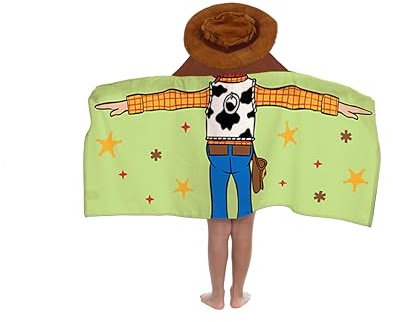Jay Franco poncho med huva badhandduk barn ombytesrock, Grön – träig, 56 x 56cm