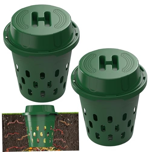 In Ground Worm Composter, 12L Worm Composter for Garden Beds & Home Use, Vermicomposting Bin for Beginners, Green