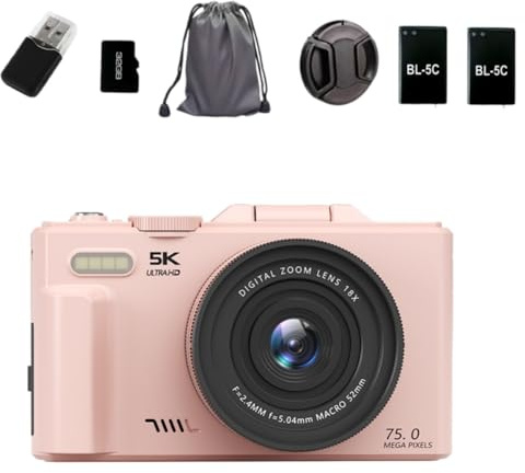 Optinexo 4K Digital Compact Camera mit 32GB Karte, 18X Zoom, 3-Zoll 180° Flip LCD,WLAN-Übertragung für Reisen & Anfänger