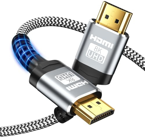 Soonsoonic 10K 8K 4K Câble HDMI 5M | Ultra Haut Débit 48Gbps Cable HDMI 2.1, 8K@60Hz 4K@120Hz HDR10 eARC HDCP2.2/2.3 Ethernet–Cable HDMI Tressé | Pour TV UHD Moniteur Laptop Xbox PS4/PS5 etc