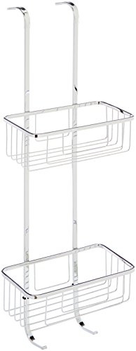 Cornat Einhänge-Duschkorb - Zum Einhängen an Duschwänden - Zwei extra hohe Körbe & zwei integrierte Haken - Mit Glaskantenschutz - Aus rostfreiem Edelstahl - verchromt / Duschregal / T340200 | Zum Einhängen an Duschwänden – Zwei extra hohe Körbe und zwei integrierte Haken – Aus rostfreiem Edelstahl – Duschregal