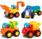 MOONTOY Baby Spielzeugauto Bagger Konstruktionsfahrzeuge Baufahrzeuge 4 in einem Set für Kinder, Traktor, Bulldozer, Kipper & Zementmischer