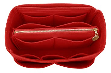 Organisatorischer Tascheineinsatz aus Filz mit Reißverschluss, passend für Speedy-Neverfull-Tasche, Taschenformer, Rot (rot), Medium