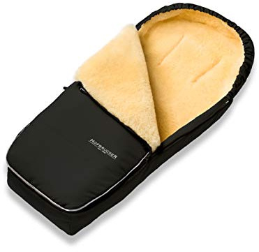 Hofbrucker Alaska - Saco de abrigo de piel de cordero para cochecito y silla de paseo Negro