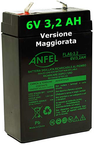 Batteria al piombo 6V 3,2Ah con faston AGM FLA6-3.2 ANFEL