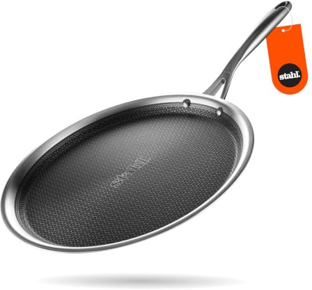 stahl Tawa antiadhésif Triple en Acier Inoxydable | Dosa Tawa à Trois Couches | Dosa Tawa en Acier Inoxydable résistant aux Rayures avec Base à Induction | Hybride 6932, diamètre 32 cm