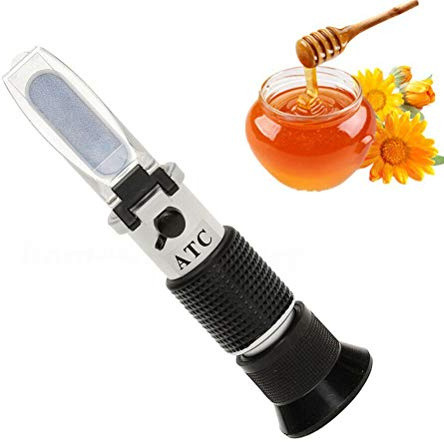 RGBS Rifrattometro di miele, Brix, alberi e umidità dell'acqua 3 in 1 - Tester con ATC. 58-90% Brix, 38-43 Be per acqua, 12-27% per umidità