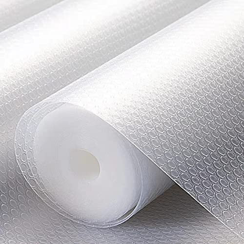 Shelf Liner, 2 Rolls Cupboard Cabinet Shelf Drawer Liner 45x150cm EVA Transparent Non-Adhesive Waterproof Mat, Non-Slip Can be Cut Placemats Washable Refrigerator Mats for Pantry Cabinet or Shoe Rack