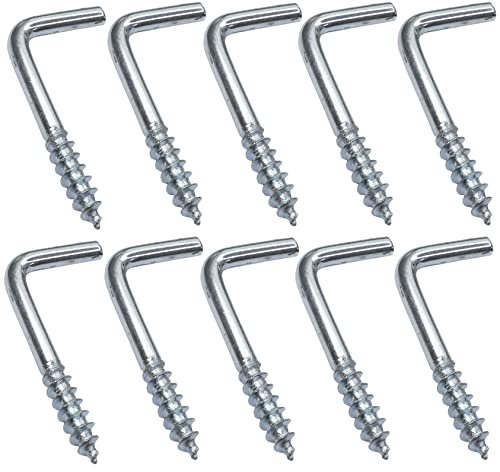 Aerzetix - C47878 - Set di 10 pezzi - gancio a vite in legno tipo L - Ø2,3x25mm - acciaio zincato - fai da te - utensili di montaggio/ferramenta