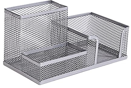 Kaizuca Kinder Stiftehalter aus Drahtmetall, Büro Stiftehalter, Stifte Organizer, Quadrat, Metallgeflecht, für Büroaufbewahrung, Schminktisch (Silber)
