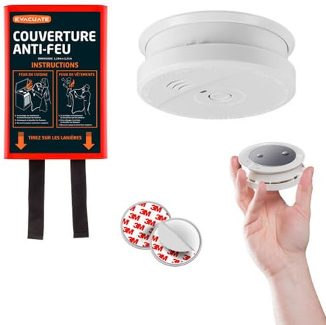 EVACUATE - Détecteur Fumée NF 5 Ans + Support Magnétique - Couverture