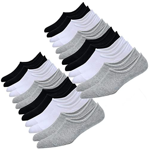 JORMATT 12 Pairs Mens & Women No Show Socks Non-Slip, Athletic Sneaker Cotton Invisible Low Cut Socks for Mens Shoe Size 10-13