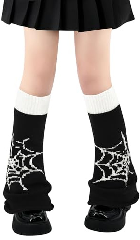 Olreco Kawaii Beinstulpen Y2K Harajuku Beinstulpen für Mädchen Frauen Gyaru - Niedliche Goth Lolita Zubehör, B Schwarzes Spinnennetz, ausgestellt, Einheitsgröße