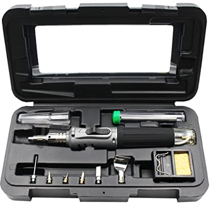 Hemobllo Kit Fer à Souder à Gaz Sans Fil Auto-allumant Gris, Température 1300℃, Anti-décharge Électrostatique, Pour Soudure Électronique Et Bijoux, Rechargeable Au Propane, Usage Professionnel