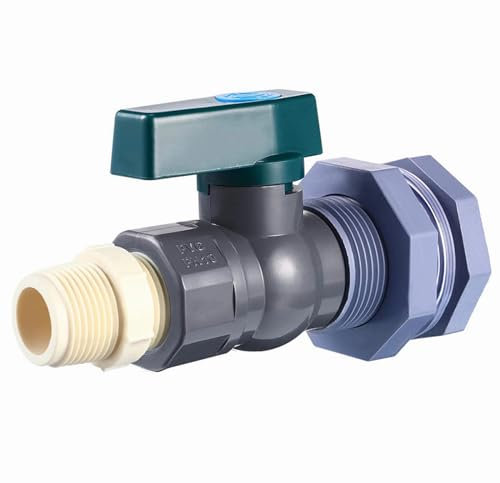 Kit de robinet en PVC pour réservoir d'eau de pluie de 1,9 cm avec raccord de cloison et adaptateur de tuyau pour aquariums, piscines, tonneaux de jardin, diamètre extérieur 20 mm