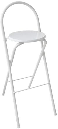 Sgabello Da Bar Pieghevole Altezza Seduta 60/65/70/75cm Sgabello Pieghevole Alto Con Schienale E Poggiapiedi Sgabelli Cucina Moderni Sgabelli Alti Pieghevoli Per Ufficio Pub Sala Giochi(White,60cm)