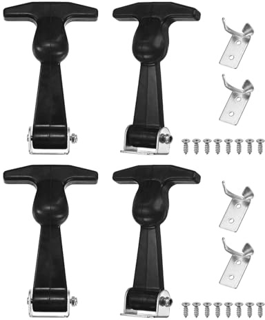 M METERXITY 4-pack elastisk SPCC gummihuvfångst, 12,4 cm flexibla dragspärrar med fästen flexibelt T-handtag hasp gummi med skruvar för verktygslåda/husbil/fordonsmotor/huva [silversvart]