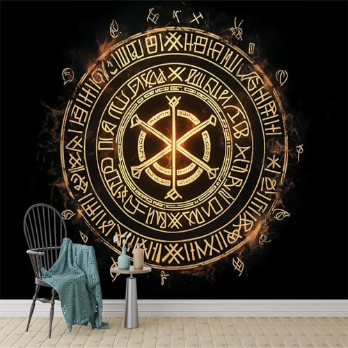 Fotomurales Patrón de runas envolventes Fotomurales tejido no tejido de Pared decorativos Amarillo Fotomurales fotográfico Mural Fotomurales Corrector 400 x 280 cm