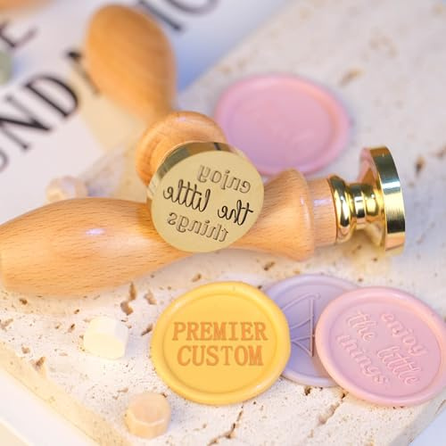 Personalisierter Siegelstempel mit Prägung – Individuelles Wachs-Siegel für Hochzeit, Einladung, Geschenk, Brief, Vintage-Dekoration – Hochwertiges Messing & Holzgriff