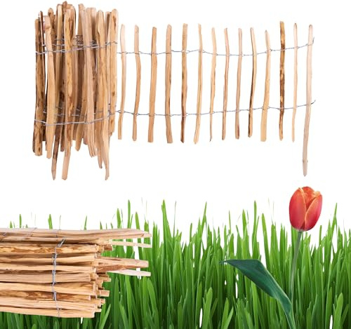 Staket Av Hasselträ 50×500 cm Rullstaket Trädgårdsstaket Rabattkant Dekorativt Trästängsel Sektioner Naturmaterial Flätat Staket För Trädgård Odlingsbädd Lattenavstånd 7–8 cm