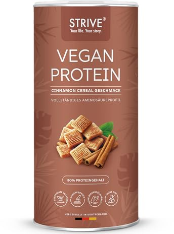 STRIVE Vegan Protein, Cinnamon Cereal, 24g Eiweiß pro Portion, 600g | Laborgeprüft, vollständiges Aminosäureprofil, frei von Füllstoffen und künstlichen Aromen, Pflanzliches Protein Pulver